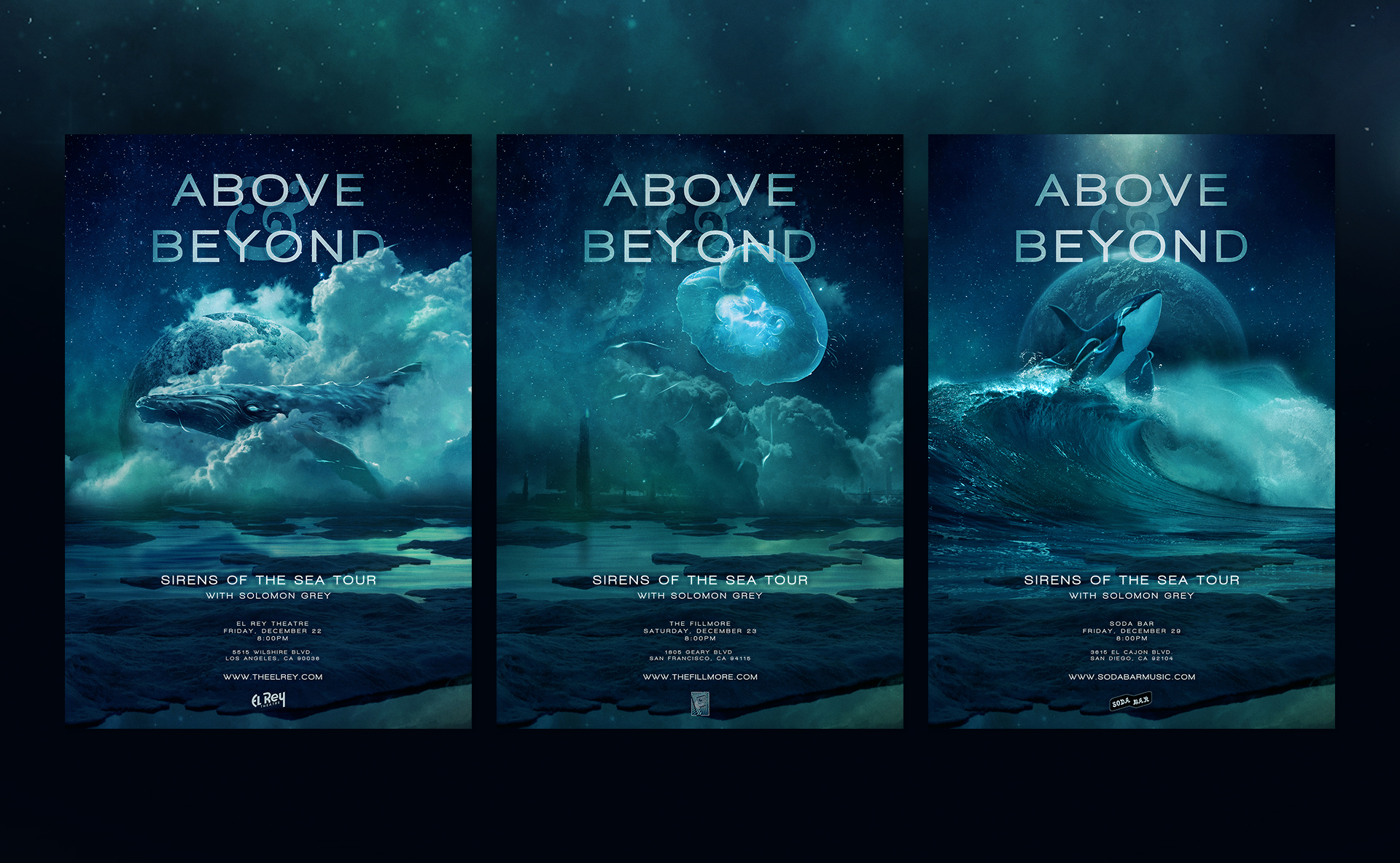 Series of three posters inspired by Above & Beyond's 'Acoustic' album.