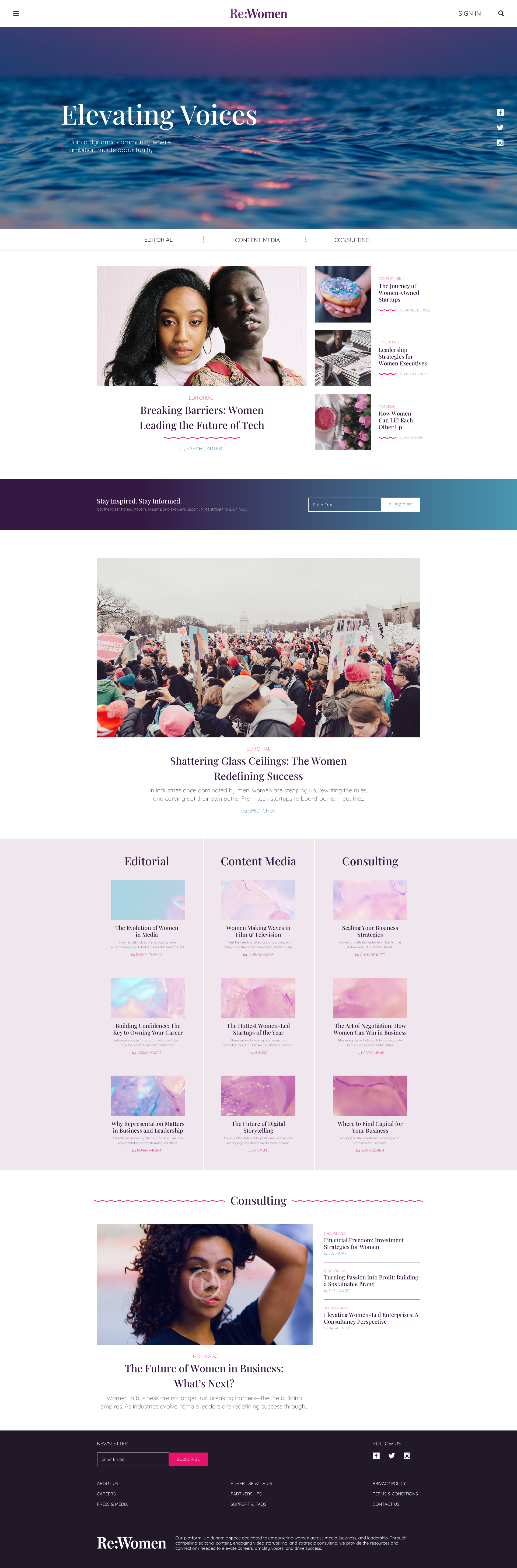 ReWomen website homepage.