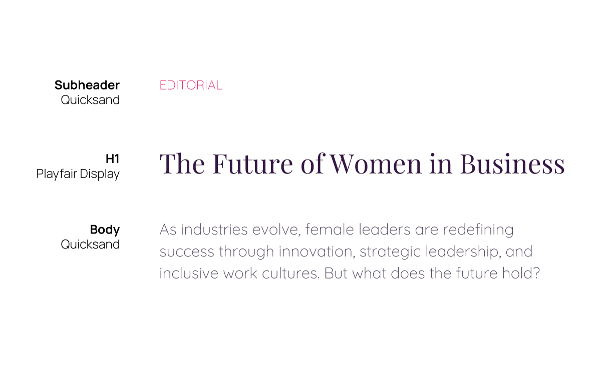 ReWomen website typography.